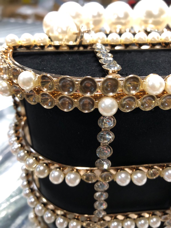 Photo 1 of ***NON REFUNDABLE, PARTS ONLY, MISSING A LOT OF PEARLS AND SOME RHINESTONES***Lanpet Women Evening Handbag Clutch Purses Metal Crystal Bucket Bag for Wedding Prom Birthday Party