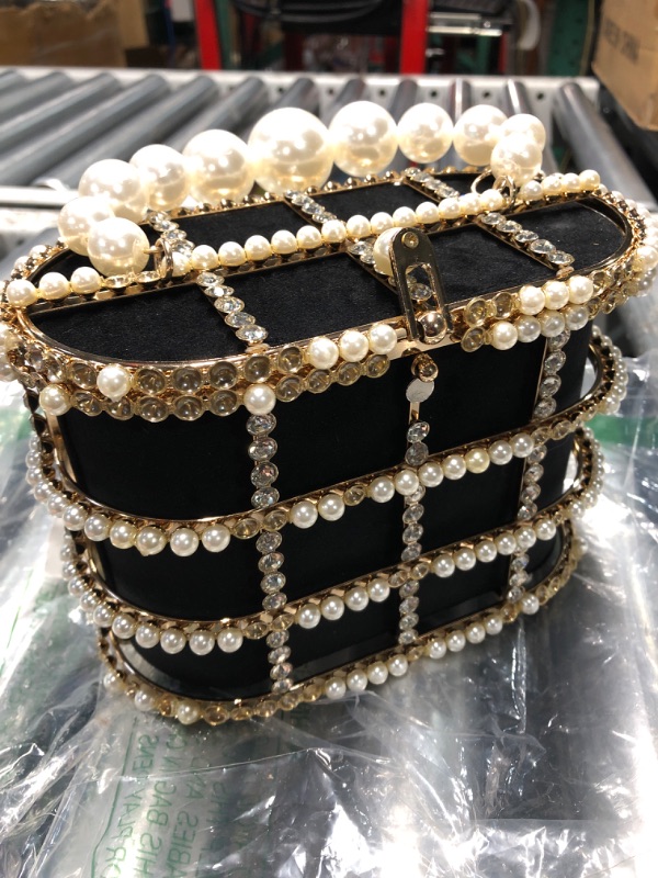 Photo 1 of ***NON REFUNDABLE, PARTS ONLY, MISSING A LOT OF PEARLS AND SOME RHINESTONES***Lanpet Women Evening Handbag Clutch Purses Metal Crystal Bucket Bag for Wedding Prom Birthday Party