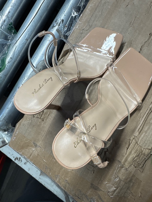 Photo 1 of ****Major Damage****ankle strap broken***
Elisabet Tang Square Toe Heels Stiletto Heels for Women,4.3 Inch Open Toe Heels Strappy Heels Women's Heeled Sandals for Party Wedding Dress Shoes Clear Size 9.5