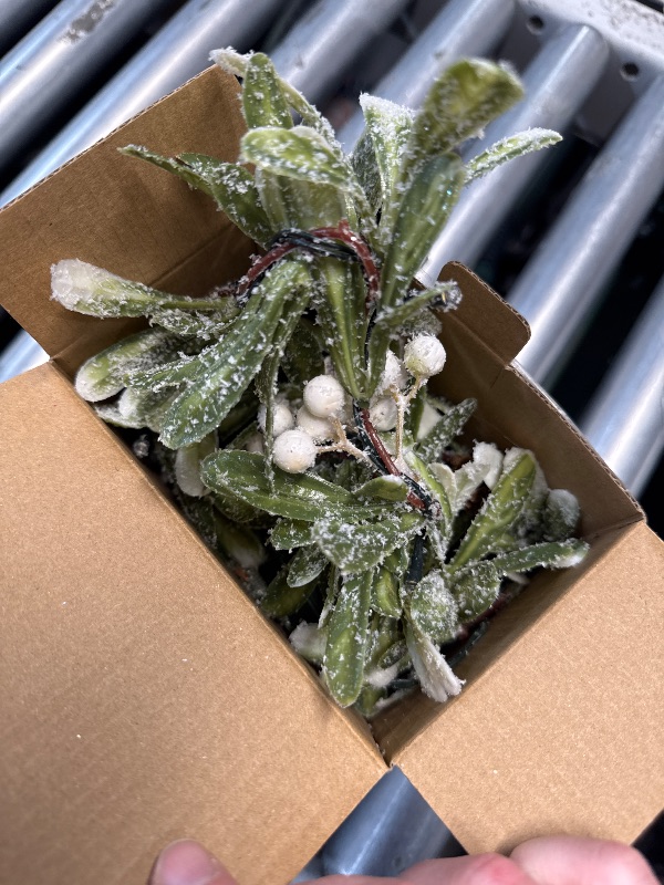 Photo 1 of (MISSING BATTERY) 6.23FT Christmas Garland Decorations with 20 Led Lights, Battery Operated Prelit Garland Indoor Christmas Decor with Snowflakes for Xmas Eve Mantel, Olive Greenery Garland for Fireplace