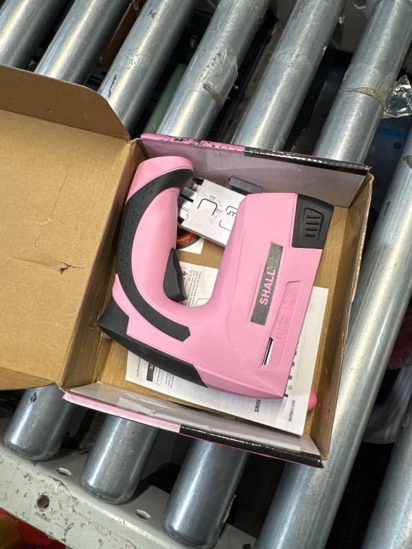 Photo 1 of ***(PARTS ONLY/ NON REFUNDABLE/ NO RETURNS OR REFUNDS)***No charger***
SHALL Pink Electric Staple Gun, 2 in 1 Cordless Upholstery Stapler Nail Gun for Wood, 4V Rechargeable Brad Nailer Kit w/ 2500 Staples Nails, Staple Remover & Fast Charger for Crafts, D