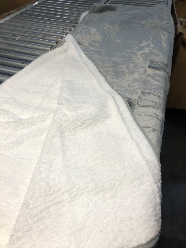 Photo 1 of  Bedding Sherpa Blanket Queen Size (Grey, 90x90 Inches) - Soft