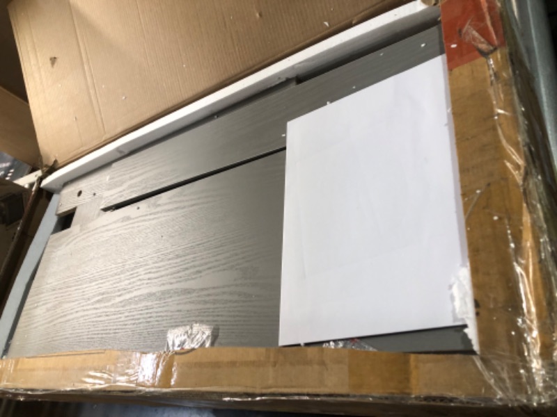 Photo 1 of *MISSING HARDWARE, MAY HAVE MINOR DAMAGE**
Vabches Over The Toilet Storage Cabinet, Bathroom Shelf Over Toilet with Glass Doors and Adjustable Shelves, Natural Grey Freestanding Home Space Save Toilet Rack, for Restroom, Bathroom, Laundry