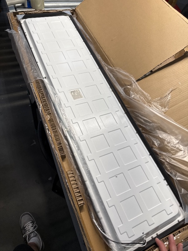 Photo 1 of (MISSING HARDWARE) (UNTESTED) AIKVSXER 1x4 LED Flat Panel Light Surface Mount LED Ceiling, 5500LM 50W TRIAC 10-100% Dimmable, 3000/4000/5000k Selectable Kitchen Ceiling Light Fixtures for Garage/Laundry Black-1PACK