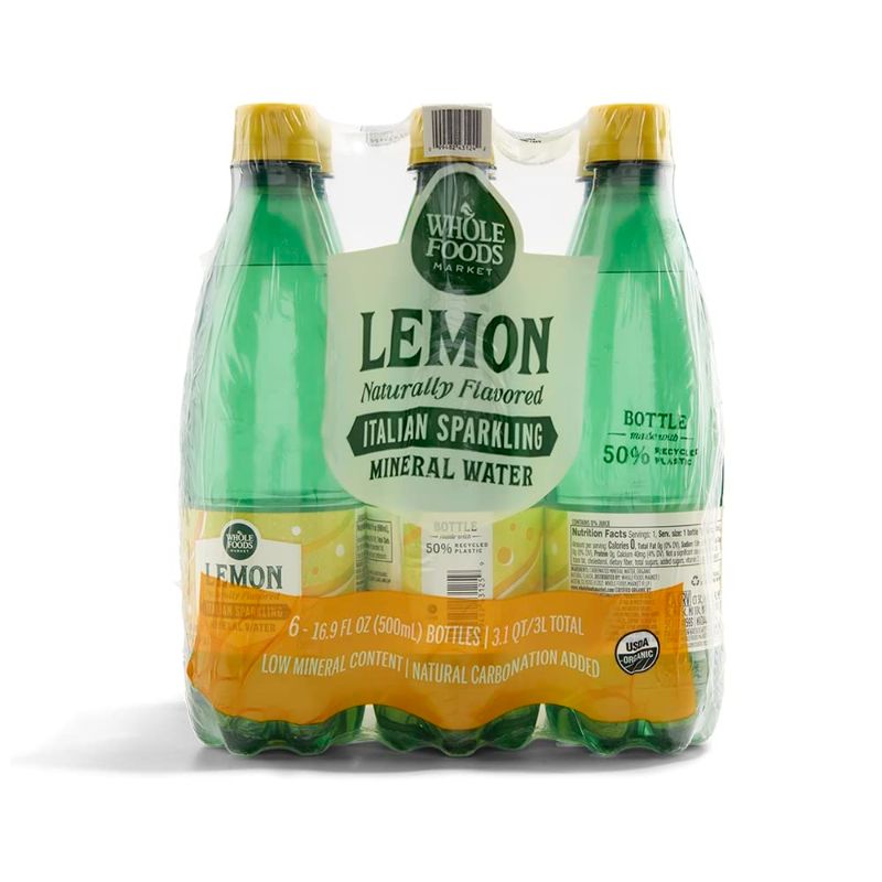 Photo 1 of ***NON REFUNDABLE*** Whole Foods Market, Organic Italian Lemon Sparkling Mineral Water 4 packs of 6 Pack, 16.9 Fl Oz BEST BY 4/12/25