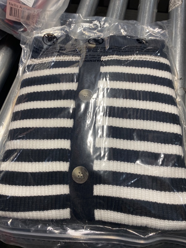 Photo 1 of (BAGGED) MEROKEETY Women's 2024 Fall Knit Striped Long Sleeve Sweater Open Front Button Down Cardigan
