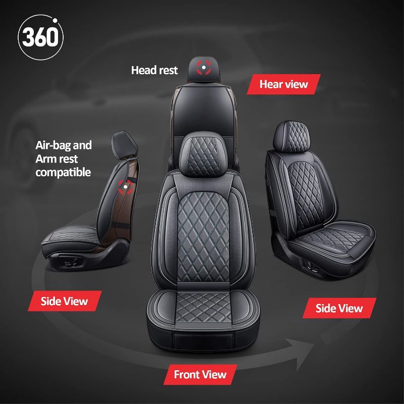 Photo 1 of (FAIR) MIROZO Front Pair Seat Covers, Vehicle Cushion Cover Breathable Fit for Most Sedan, Truck and SUV for Explorer Escape Civic Accord Camry RAV4 (Black)
