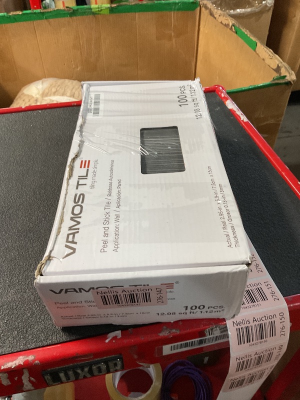 Photo 1 of (FAIR) Vamos Tile 100-Piece Glossy Statury White Peel and Stick Backsplash Tile,3''x6'' PVC Subway Tile with Dark Gray Grout, Stick on Backsplash for Kitchen/Bathroom/Fireplace