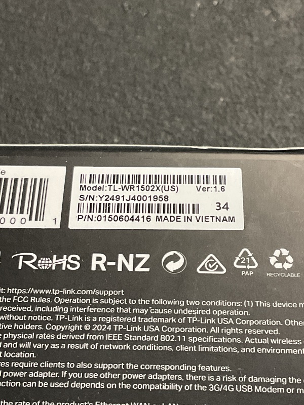 Photo 1 of TP-Link Ultra-Portable Wi-Fi 6 AX1500 Travel Router TL-WR1502X | Easy Public WiFi Sharing | Hotel/RV/Travel Approved | Phone WiFi Tether | USB C Powered | Multi-Mode | Tether App | Durable Design