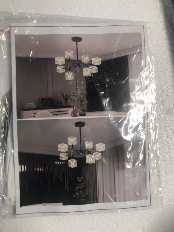 Photo 1 of ** LOOKS NEW BUT PREVIOUSLY INSTALLED ** Black Sputnik Chandelier,Crystal Chandeliers with 8-Lights,Modern Semi Flush Mount Ceiling Light Fixture with Adjustable Height,Pendant Light Fixture for dining room,kitchen island,bedroom,living room