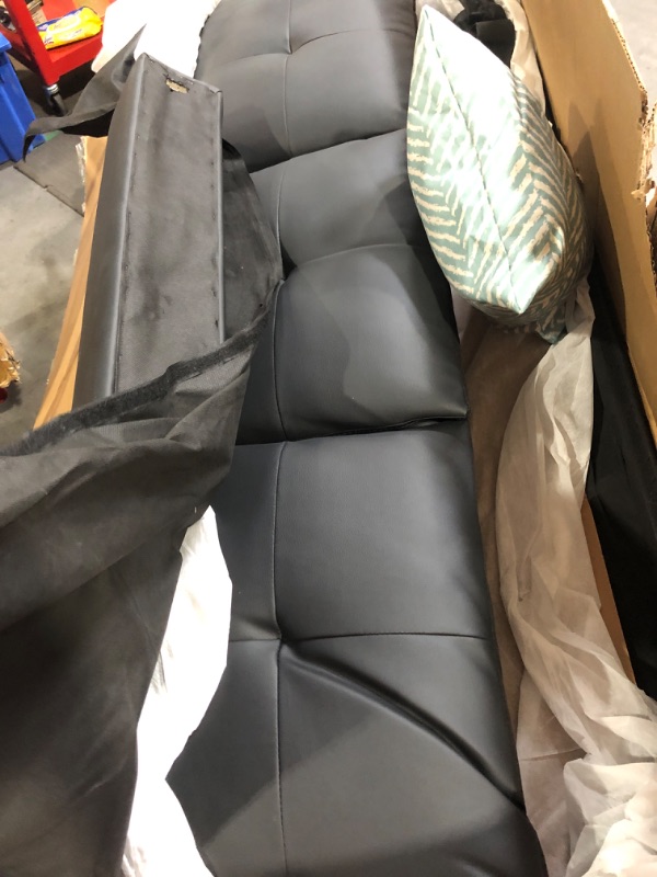 Photo 1 of (box 1 of 3)(see all images) FONTOI Leather Sectional Couch Sofa, Modern Nail-Head Design L Shaped Sectional Sofa for Living Room