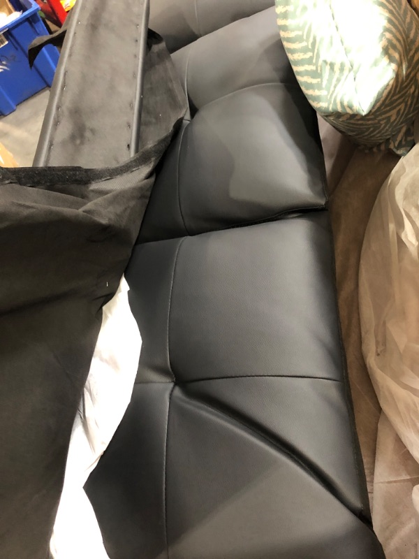Photo 1 of (box 1 of 3)(see all images) FONTOI Leather Sectional Couch Sofa, Modern Nail-Head Design L Shaped Sectional Sofa for Living Room