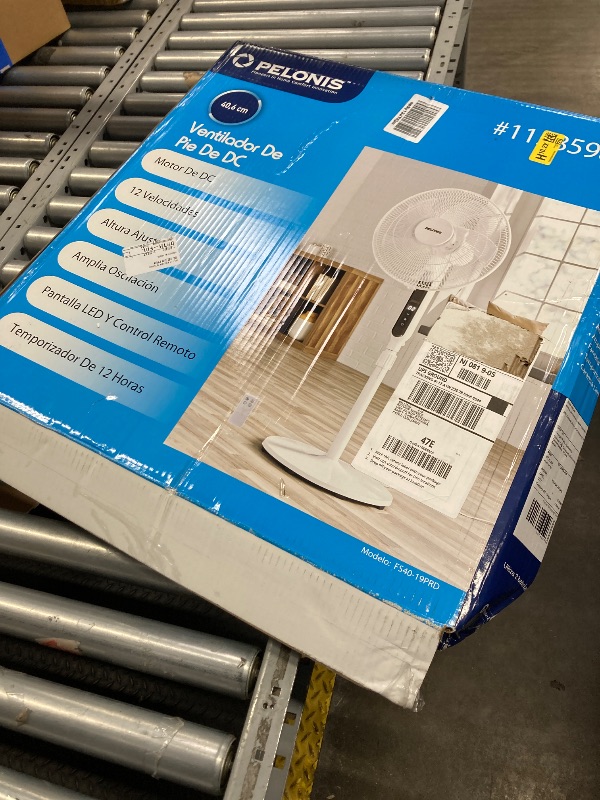 Photo 1 of **NOT IN ORIGINAL PACKAGE/MISSING PARTS**PELONIS 16 inch Pedestal Fan for Bedroom , Oscillating Fan, 3-Speeds, 90° Oscillation, Adjustable Height, Floor Fan, Standing Fan for Living Room, Kitchen, and Home office, Black
