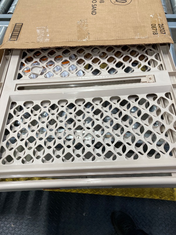 Photo 1 of **CRACKED ON CORNER**Toddleroo by North States Supergate Ergo Child Gate, Baby Gate for Stairs and Doorways. Includes Wall Cups. Pressure or Hardware Mount. Made in USA. (26" Tall, Sand)