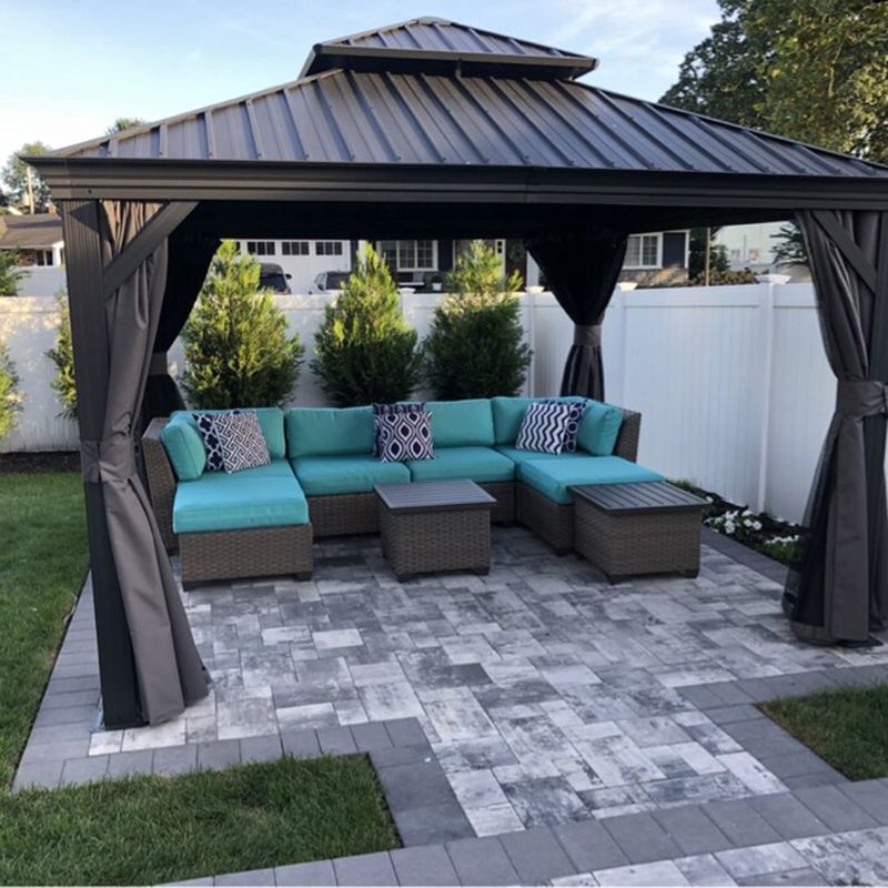 Photo 1 of ***PARTS ONLY***
PURPLE LEAF 10' X 12' Permanent Hardtop Gazebo Aluminum Gazebo with Galvanized Steel Double Roof for Patio Lawn and Garden, Curtains and Netting Included, Grey