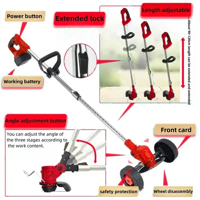 Photo 1 of 



Reviewers highlighted: blade, battery, power level
Qzgyoool
Electric Cordless Grass Trimmer, Lawn Mower, Rechargeable Grass Mower, Weed Lawn Edger Eater, Electric Grass Cuting Machine with Wheels with 2 Batteries(RED)