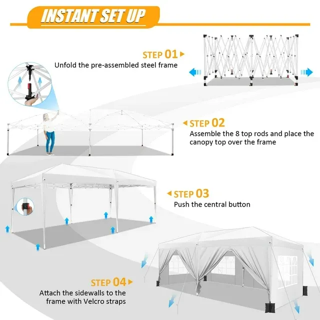 Photo 1 of ***PARTS ONLY***
OTEEL 10x20 Pop Up Canopy Tents for Parties,Waterproof Canopy Tent with Sidewalls,Outdoor Gazebo Canopy with Carry Bag,Tent for Backyard,Wedding,Patio,Event,Co