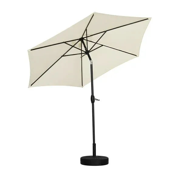 Photo 1 of Ainfox 9ft Patio Umbrella Outdoor Portable Table Market Umbrella with Push Button Tilt/Crank Waterproof UV-proof,White
