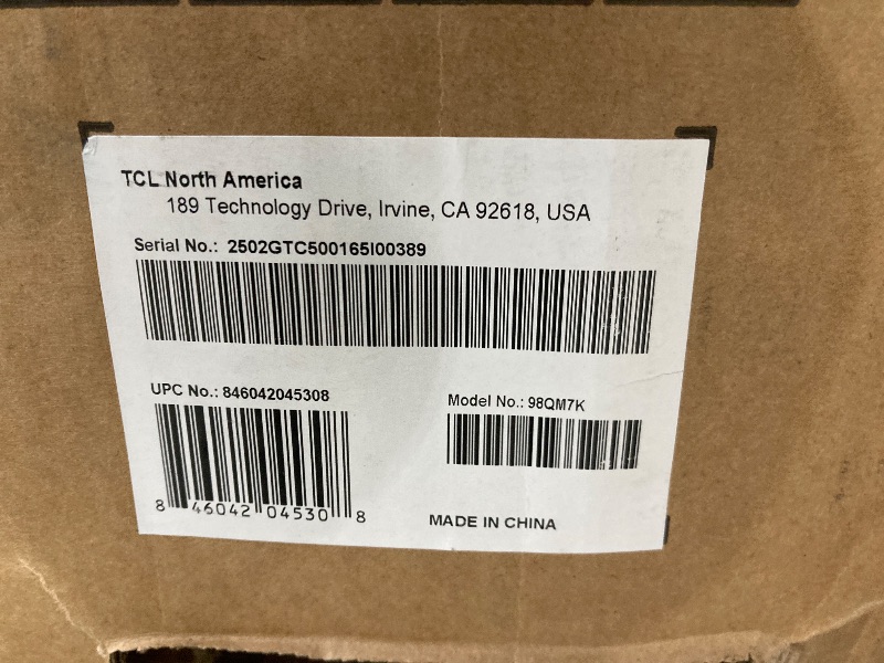 Photo 1 of **BROKEN SCREEN/PARTS ONLY**TCL 98-Inch Class QM7K Series QD-Mini LED 4K UHD Google Smart TV Best Premium Mini-LED TV - QLED, 144hz, 288hz Gaming Rate, Anti-Reflective Screen, Bang & Olufsen Audio, Atmos (98QM7K, 2025 Model)