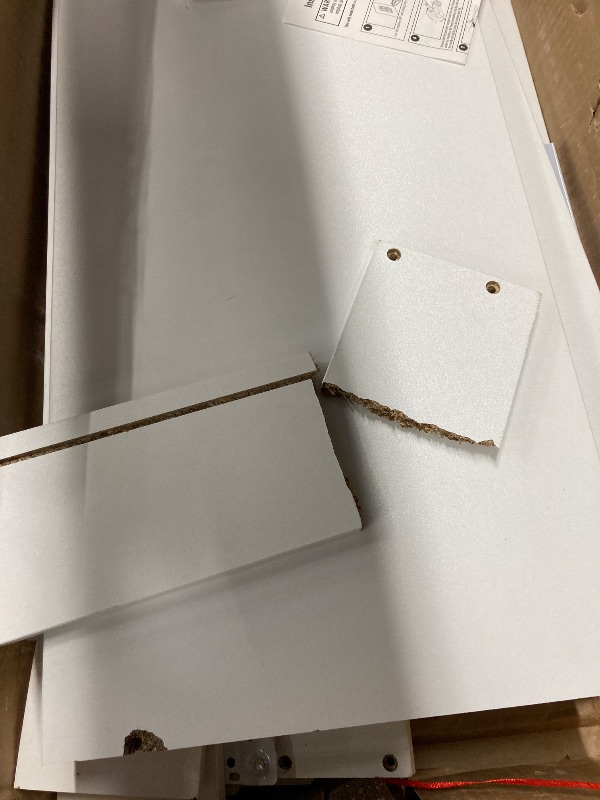 Photo 1 of ***SELLING AS PARTS ONLY ***UBesGoo 4-Drawer Dresser Pure White with Metal Handles Bedside Night Stand Bedroom White  ***(BROKEN PARTS, WOOD CHIPS, OPEN BOX, SOME SMALL CORNER  BENDS)***

