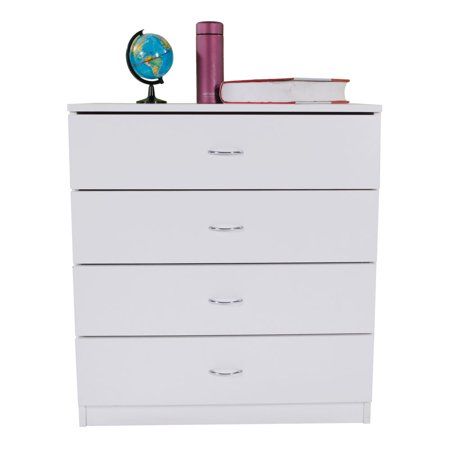 Photo 1 of ***SELLING AS PARTS ONLY ***UBesGoo 4-Drawer Dresser Pure White with Metal Handles Bedside Night Stand Bedroom White  ***(BROKEN PARTS, WOOD CHIPS, OPEN BOX, SOME SMALL CORNER  BENDS)***
