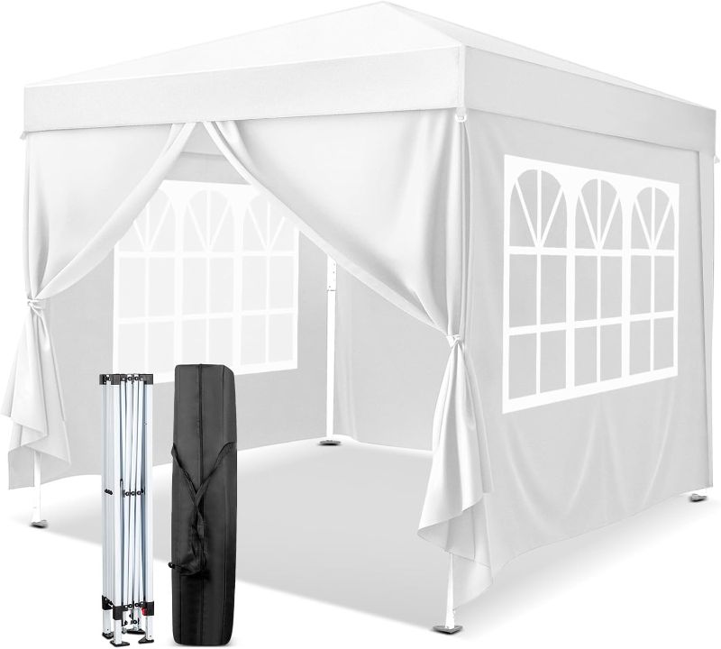 Photo 1 of 10'x10' Pop Up Canopy tent with Sidewalls, GVDV Portable Instant Canopy, Outdoor Canopy Event Tent, Waterproo, White
