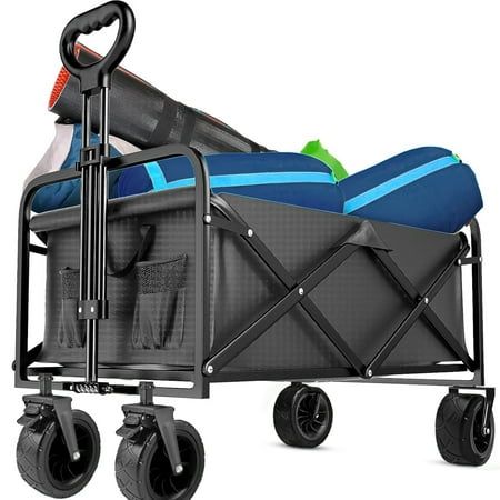 Photo 1 of ***NO WHEELS**560lbs Collapsible Folding Wagon Big Bucket Beach Cart Heavy Duty Large Capacity Garden Wagon with All-Terrain Brake Wheels for Outdoor Camping 