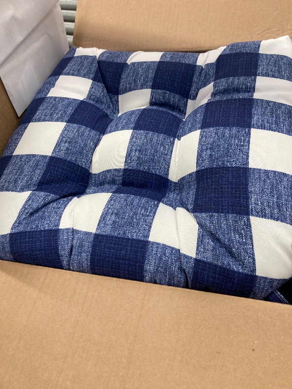 Photo 1 of 2  GoodGram Gingham Plaid Buffalo Checkered Premium Plush Country Farmhouse Chair Cushion Pads with Tear Proof Ties - Assorted Colors
