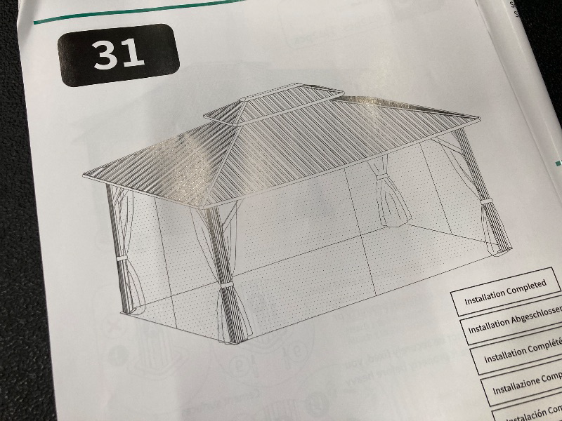 Photo 1 of 
***Carton 1 of 3****
PURPLE LEAF 10' X 14' Permanent Hardtop Gazebo Aluminum Gazebo with Galvanized Steel Double Roof for Patio Lawn and Garden, Curtains and Netting Included.