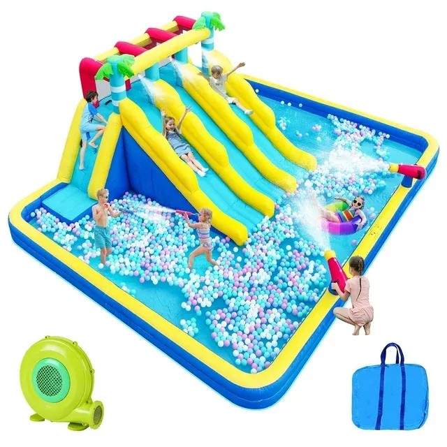 Photo 1 of **NOT IN ORIGINAL PACKAGE/MISSING BLOWER**Neche Inflatable Water Slide Bounce House?246" x 195" x 93" Large Pool Outdoor with 750W Blower, Kids Water Park with 3 Long Water Slides
