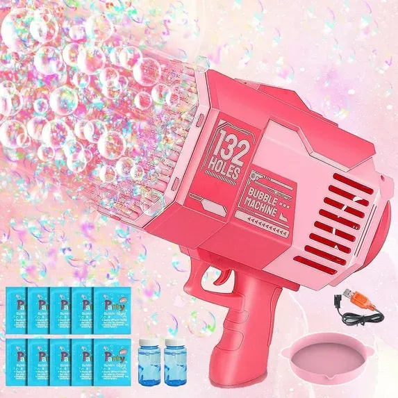 Photo 1 of 



YUWENUS
YUWENUS Bubble Machine, 132 Holes 8000+ Bubble Machine Blower for Adults Kids, Automatic Bubble Makers with Lights/Bubble Solution, Summer Toy Gift for Outdoor Indoor Birthday Wedding Party