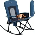 Photo 1 of ***TORN CARRY BAG***PORTAL Folding Camping Rocking Chair, Portable Outdoor Rocker with Mesh High Back, Supports 400 lbs, Blue