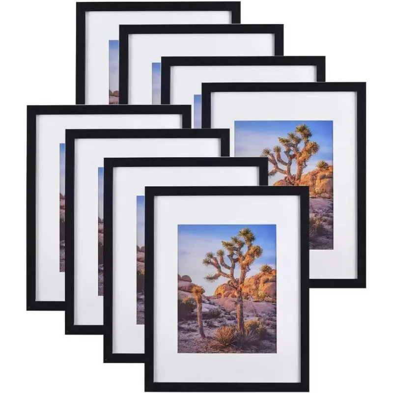 Photo 1 of 16x20 Picture Frames for Black Picture Frame 16x20 Matted to 11x14 or 16x20 Without Mat, Wall Hanging Photo Frame, 8 Pack.

