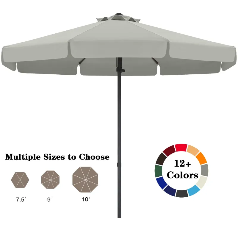Photo 1 of ABCCANOPY 10ft Outdoor Market Hand Push Patio Umbrella With Hanging Edge,12+Colors, Light Gray
