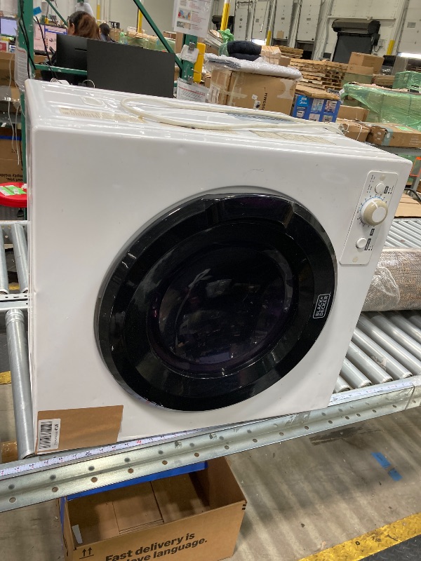 Photo 1 of **MISSING KNOB**BLACK+DECKER BCED37 Compact Dryer for Standard Wall Outlet, Small, 4 Modes, Load Volume 13.2 lbs., White