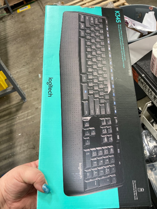 Photo 1 of **missing receiver** Logitech K345 Wireless Keyboard - Full-Sized Keyboard with Palm Rest, 2.4 GHz Wireless USB Receiver - for PC, Laptop