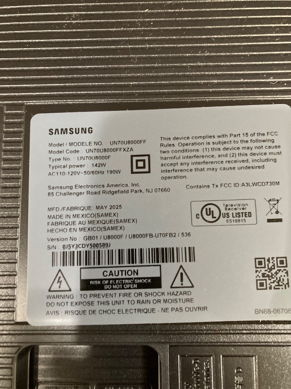 Photo 1 of Samsung 70-Inch Class Crystal UHD U8000F 4K Smart TV (2025 Model) Endless Free Content, Crystal Processor 4K, MetalStream Design, Knox Security, Alexa Built-in