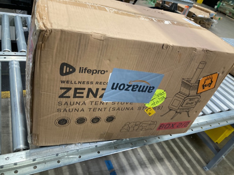 Photo 1 of  box 2/2 Lifepro ZenZone Outdoor Sauna Tent – Portable Wood Burning with Stove – 4 Person Steam & Dry Sauna for Camping, Backyard, Home Gym – Heavy Duty Oxford Cloth & Carbon Steel Stove