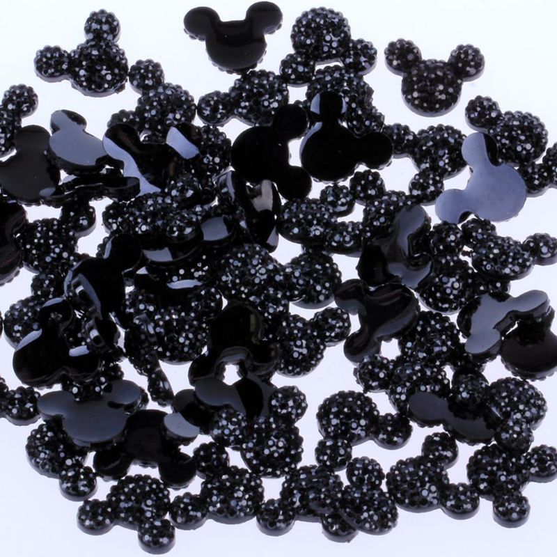Photo 1 of 240Pcs Resin Mouse Head Flatback Rhinestone Beads for Scrapbooking DIY Crafts Hair Accessories (Black)