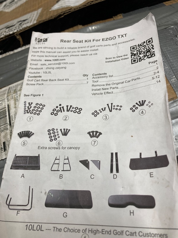 Photo 1 of 10L0L Golf Cart Rear Seat, Flip Folding Back Seat Kit Fits EZGO TXT No Roof Rear Strut Replacement Needed Easy Installation Durable Comfortable 2025 New Upgrade - Black