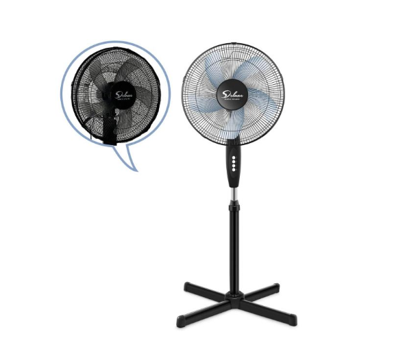 Photo 1 of 16" Adjustable Pedestal Stand Fan with Fan Dust Cover, 3 Speeds, 90° Oscillating, Simple Deluxe