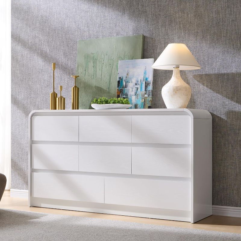 Photo 1 of 
Aitjunz Modern 8 Drawers Dresser for Bedroom, 55" Wide Dressers & Chest of Drawers w/Curved Profile Design, Wood Mid Century Storage Dressers...