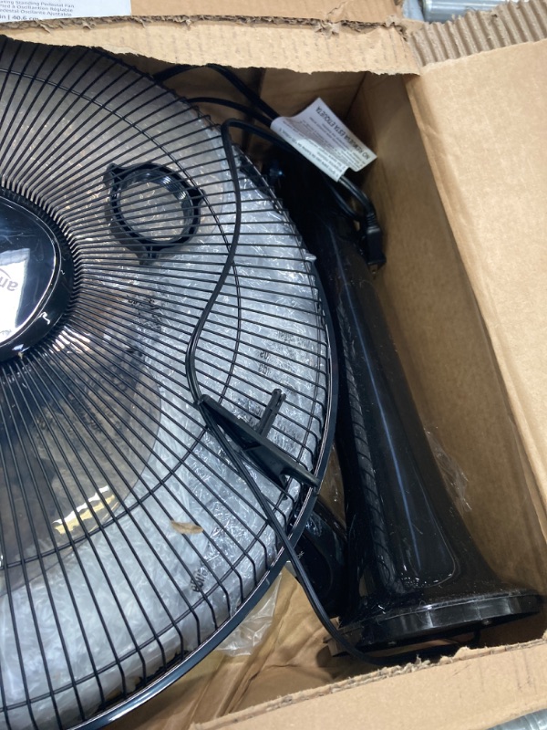 Photo 1 of **parts only** Amazon Basics 16" Pedestal Fan with Remote, Floor Fan, Standing Fan for Bedroom, Living Room, Office, with 3 Speeds, 3 Modes, Timer, Dual-Layered Blades, Adjustable Height, Tilt Head, 60W, Black