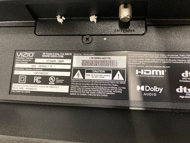 Photo 1 of ***PARTS ONLY***
VIZIO 40-inch Full HD 1080p Smart TV with DTS Virtual: X, Alexa Compatibility, Chromecast Built-in, Bluetooth Headphone Capable, (VFD40M-08 New) (Renewed)