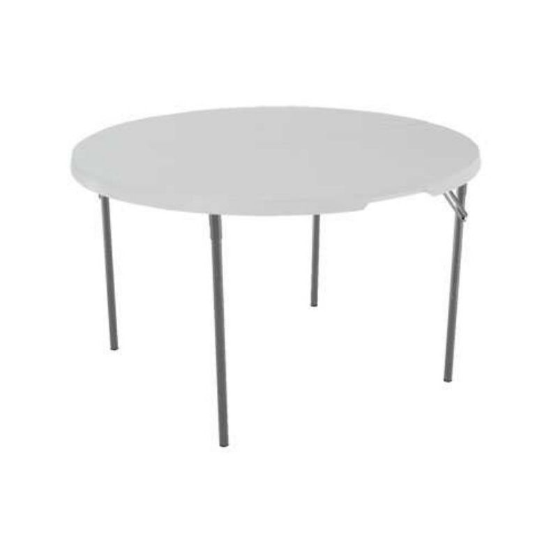 Photo 1 of 280064 4 Ft (1.22 M) Round Light Commercial Fold-in-Half Table (white Granite)

