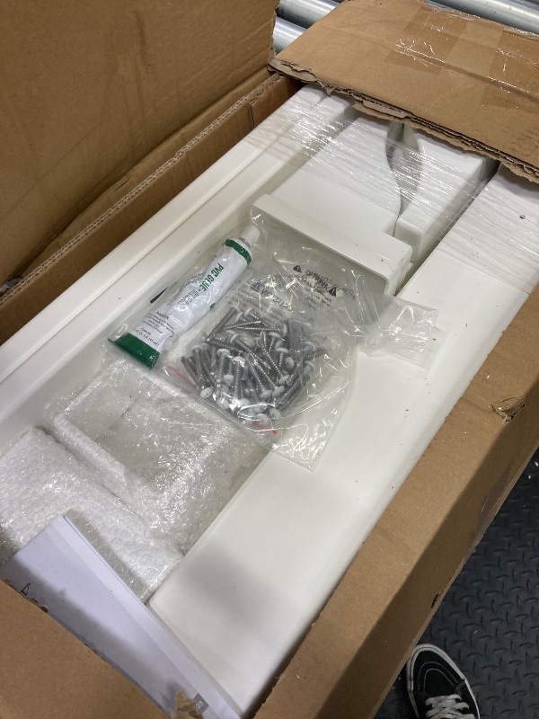 Photo 1 of 89in H x 62in W x 47in L (1 Enclosure) Zippity Hampton Outside Shower Enclosure Kit with Door, White Vinyl Outdoor Shower Kit for Pool Shower, Outdoor Changing Room, Beach Shower, ZP19009