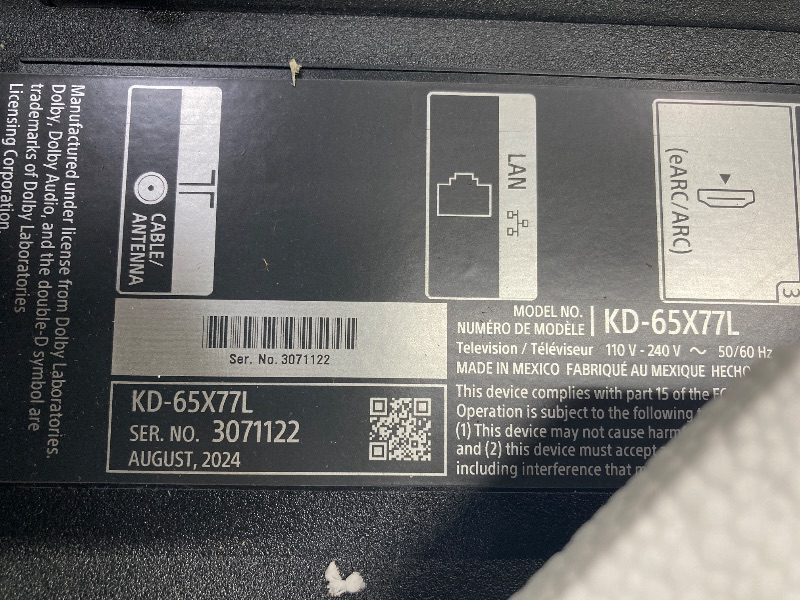 Photo 1 of Sony 65 Inch 4K Ultra HD TV X77L Series: LED Smart Google TV KD65X77L- Latest Model, Black