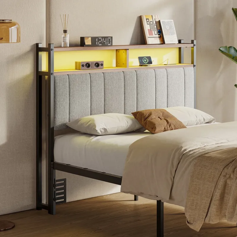 Photo 1 of ***PARTS ONLY***
Pinmoco Headboard for Full Size Bed with Storage, Linen Upholstered Head Board with LED Light and Charging Station, Gray, Headboard Only
