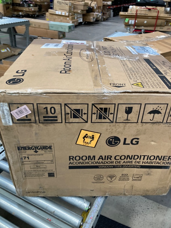 Photo 1 of ****MAYBE PARTS ONLY***
LG LW1522FVSM Window Conditioner with Dual Inverter Technology, Wi-Fi Enabled w/Remote, Ultra Quiet Operation, 700 Sq.Ft, 4-Way Air Deflection, 3 Cooling and Fan Speeds, 115V, 14,000 BTU, White