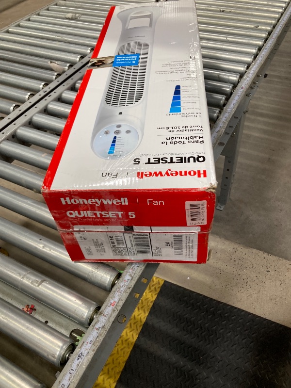 Photo 1 of ***PARTS ONLY***
Honeywell HYF260 Quiet Set Whole Room Tower Fan, White    ***(TURNS ON & ROTATES,  WOBBLES SOME BUT ITEM TESTED WITHOUT BASE BEING ATTACHED)***